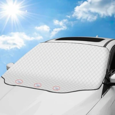 Abbildung von Tevlaphee Frontscheibenabdeckung, Windschutzscheibenabdeckung, Autoscheibenabdeckung, Scheibenabdeckung Auto Frontscheibe, Magnet, für die Windschutzscheibe gegen Schnee, EIS, Frost, Staub, Sonne