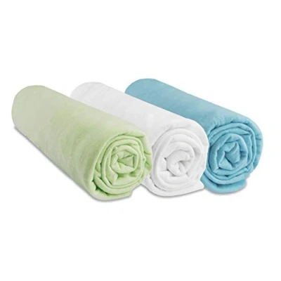 Abbildung von Lot de 3 draps housse Coton 70x160 anis blanc turquoise