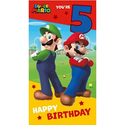 Abbildung von Danilo Promotions LTD 5 Geburtstagskarte 5, zum 5. Geburtstag, Super Mario Karte Geburtstag