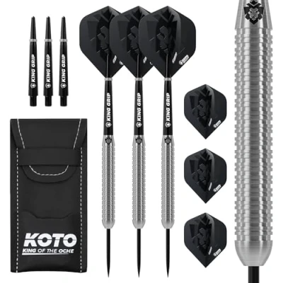 Abbildung von KOTO Kingcontrol 90% Darts 24 Gramm, Schwarz, Set inkl. 3 Barrels, Flights + Shafts &amp; Dartwallet, Fester Ringgrip, Für den professionellen Einsatz