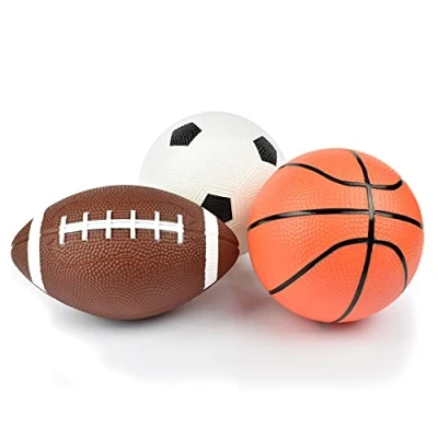 Abbildung von Legami Set mit 3 Mini Bällen, Ball Set, 12 x 3,7 cm, Fußball, American Football und einem Basketball, alle aus Kunststoff