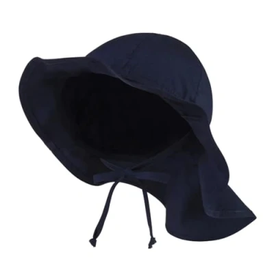 Abbildung von Sterntaler Kinder Sonnenhut mit Bindeband Kinderhut UV Sonnenschutz 50+ Unisex aus Bio Popeline Schirmmütze NackenSonnenschutz bietet optimalen marine, 55
