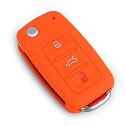 Abbildung von Happyit Auto Schlüssel Abdeckung Fall Silikon für Volkswagen VW Polo Passat B5 Golf 4 5 6 Jetta Mk6 Tiguan GOL Cross Fox Plus EOS Scirocco Beetle (orange)