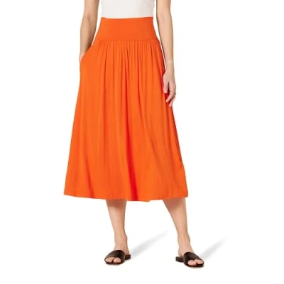 Abbildung von Amazon Essentials Damen Midirock aus Jersey zum Hineinschlüpfen, Orange, XXL