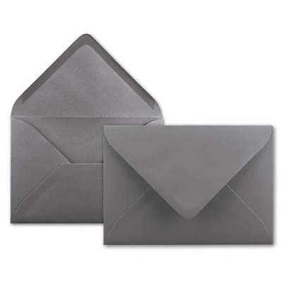 Abbildung von 50x Brief Umschläge in Graphit Grau/Dunkelgrau 80 g/m² Kuverts DIN B6 Format 12,5 x 17,6 cm Nassklebung ohne Fenster