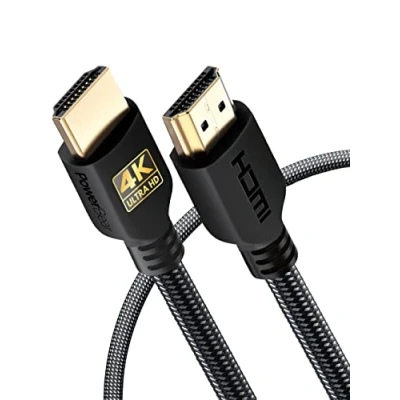 Abbildung von PowerBear 4K HDMI Kabel 1m 18Gbps Hochgeschwindigkeit Kabel, geflochtenes Nylon &amp; Goldstecker, @ 60Hz, Ultra HD, 2K, 1080P, ARC CL3 zertifiziert für Laptop, Monitor, PS5, PS4 mehr