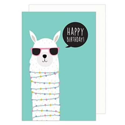 Abbildung von Edition Seidel Premium Geburtstagskarte mit Umschlag. Glückwunschkarte Billet Happy Birthday Humor Lustig Mann Frau Lama (G3410 SW023)