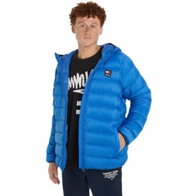 Abbildung von Tommy Jeans Herren Daunenjacke Hooded Light Down Jacket Winter, Blau (Meridian Blue), S