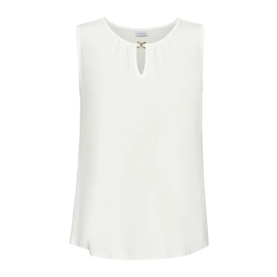 Abbildung von Vivance Tanktop, mit goldenem Zieraccessoire, elegantes Blusentop