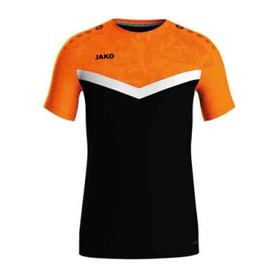 Abbildung von JAKO Iconic T Shirt Schwarz, Neon Orange, Gr.S Funktionsshirt Herren Kurzarm, Nachhaltiges Sport aus 100% recyceltem Polyester, Feuchtigkeitstransportierend und atmungsaktiv