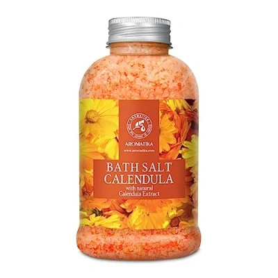 Abbildung von Ringelblumen Badesalz 600g mit Natürlichem Öl Mineralsalz Blütenbadesalz Badezusatz Calendula Salz für Körperpflege Schönheit Entspannung Aromatherapie