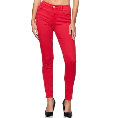 Abbildung von Elara Damen Stretch Hose Skinny Jeans Elastisch Chunkyrayan G09 21 Rot 50 (5XL)