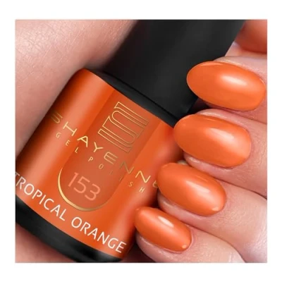 Abbildung von SHAYENNE MADE in GERMANY Shellac Gel Nagellack 15 ml für UV LED Lampe 153 Tropical Orange Nail Polish for Lamp Nagel Lack Gellack Nagelgel