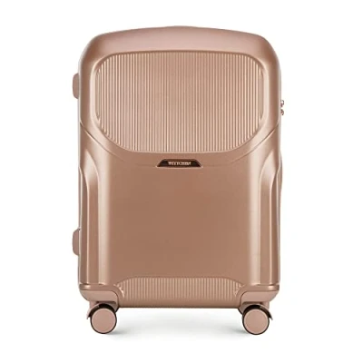 Abbildung von WITTCHEN Stilvoller Mittelgroßer Koffer Reisekoffer Strapazierfähigem Polycarbonat Trolley 4 Doppel Lenkrollen TSA Zahlenschloss 3,8 kg 65 L Größe M Gedämpftes Rosa Elemente in Roségold