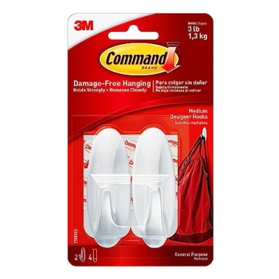 Abbildung von 3M Command ovale Haken mit Klebestreifen bis zu 1 kg Tragkraft 80 x 30 mm 2 und 4 Streifen