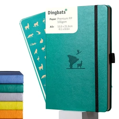 Abbildung von Dingbats* Tierwelt Notizbuch A5 Gepunktet Weicher Einband aus veganem Leder für Arbeit, Reisen, Universität mit elastischem Verschlussband