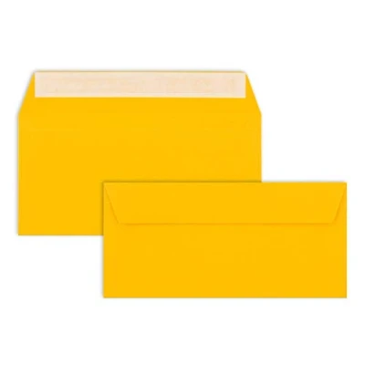 Abbildung von 50 Brief Umschläge DIN Lang Honiggelb 110 g/m² 11 x 22 cm sehr formstabil Haftklebung Qualitätsmarke: FarbenFroh by GUSTAV NEUSER