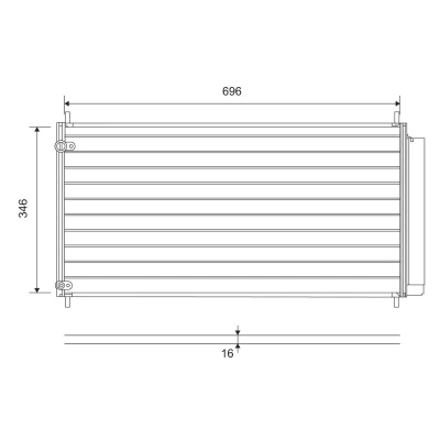 Abbildung von VALEO 814205 Klimakondensator mit Trockner Aluminium 346 R 134a TOYOTA: Verso, Auris Hatchback