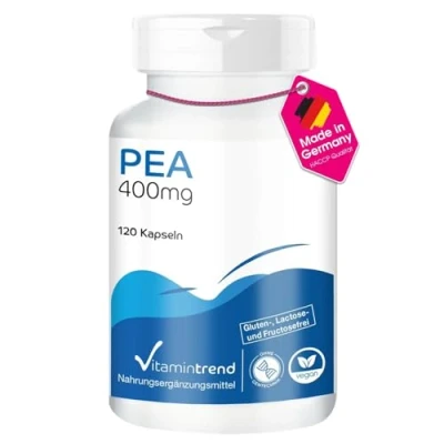 Abbildung von PEA 400mg 120 Kapseln ! 4 MONATS VORRAT Palmitoylethanolamid hochdosiert vegan bioverfügbare Supplements aus Deutschland Vitamintrend