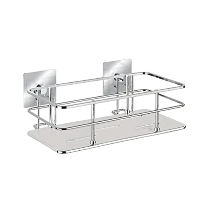 Abbildung von WENKO Turbo Loc Edelstahl Wandablage Quadro, Befestigen ohne Bohren, 24 x 10 14,5 cm, Chrom