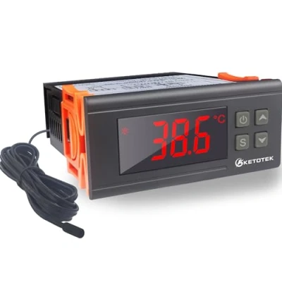 Abbildung von KETOTEK Temperaturregler 230V mit Fühler KT1000, Digitale Thermostat 220V 2m Wasserdichter Sensor Sonde, Doppel Relais Temperaturwächter für Heizen Kühlen Aquarium Inkubator Terrarium