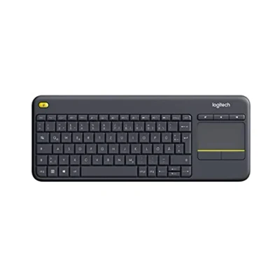 Abbildung von Logitech K400 Plus Kabellose Touch TV Tastatur mit integriertem Touchpad, HTPC für dem Fernseher verbundene PCs, Windows, Android, Chrome OS, Laptop, Deutsches QWERTZ Layout Schwarz