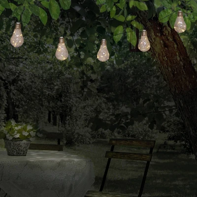 Abbildung von näve LED Lichterkette »Glühbirne«, 10 St. flammig, Solar, Glühbirnen klar, warmweiß, inkl. Solarpanel, Länge 300cm