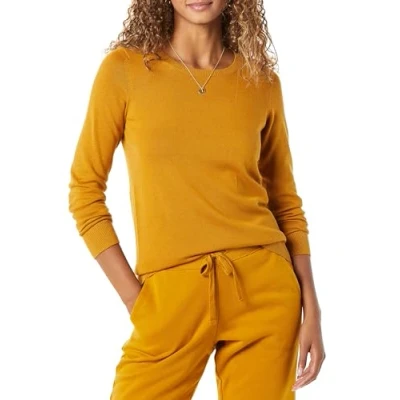 Abbildung von Amazon Essentials Damen Leichter, Langärmeliger Pullover Mit Rundhalsausschnitt (Erhältlich in Übergröße), Tabakbraun, M