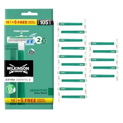 Abbildung von Wilkinson Sword Extra 2 Sensitive Herren Einwegrasierer, 10 + 5 St, 1er Pack