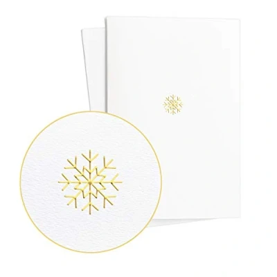 Abbildung von Weihnachtskarten Set 2 Stück Hochwertig mit Schneeflocke in Goldfolienprägung auf tollem Papier, Neutral Umschlag, E48