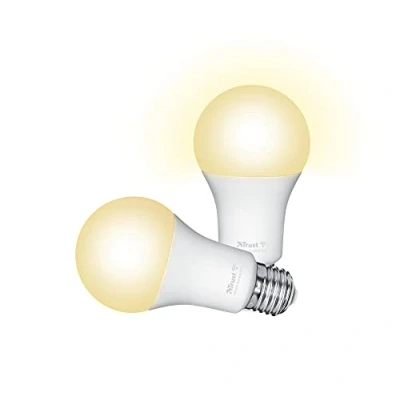 Abbildung von Trust WiFi E27 Smart Lampe, Dimmbar LED Birne, Leuchtmittel für Alexa und Google Home, Kein Hub Erforderlich, 2.4GHz Glühbirne RGB, WI Fi Weiß 2er Pack