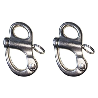 Abbildung von Sunload Schnappschäkel mit fixem Auge, Edelstahl Guss V4A AISI 316 rostfrei 2 Stück (66 mm)