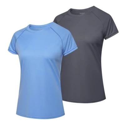 Abbildung von MEETWEE Damen Surf Shirt Rash Guard UV Shirts Schwimmen Tankini UPF 50+ Kurzarm Badeshirt Bademode