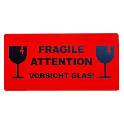 Abbildung von 50 Aufkleber Etikett Versandaufkleber Fragile Attetion Vorsicht Glas