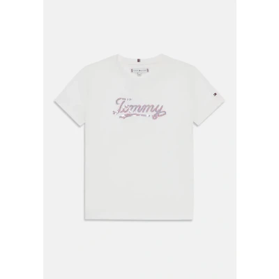 Abbildung von Tommy Hilfiger Script Sequins TEE Tshirt print für Kinder, Größe: 98, White