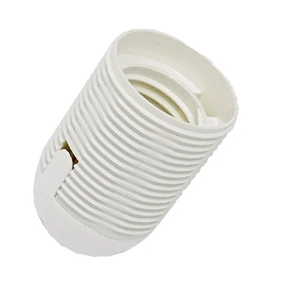 Abbildung von Fassung E27 Weiß mit Gewindemantel und Aufsteckkappe M10x1 Lampenfassung Thermoplast steckbar