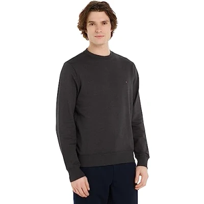 Abbildung von Tommy Hilfiger Herren Sweatshirt Crewneck ohne Kapuze, Grau (Dark Grey Heather), XL