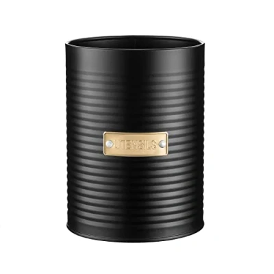 Abbildung von TYPHOON OTTO Kollektion, Utensilienbehälter Schwarz, Dose für Küche Aufbewahrung &amp; Organisation, 1,4 Liter, Praktischer Vorratsbehälter aus Stahl, 11 x 1,55 cm