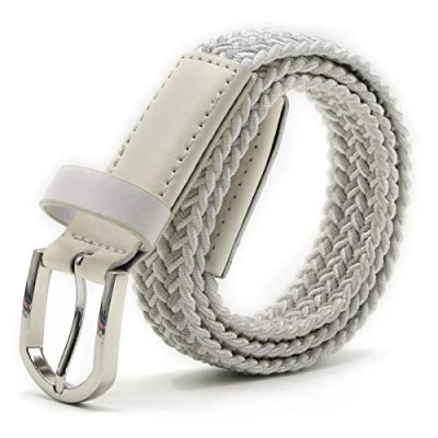 Abbildung von AnJuHoPa Mehrfarbiger elastischer Gürtel für Jungen und Mädchen 2,5 cm breit 80 lang modisch langlebig einfach zu bedienen Silver