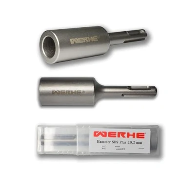 Abbildung von WERHE® Professional SDS Plus Erdnageleintreiber zum Einstecken von Tiefenerder Erder Erdung Staberder Innen durchmesser Ø 20,2 mm 100x25 Jack Hammer Picket Pfosten Driver Treiber