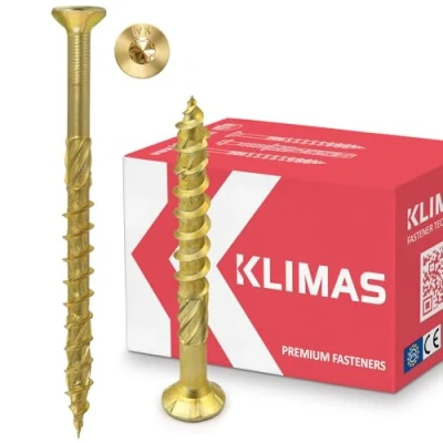 Abbildung von KLIMAS Holzschrauben Torx Spanplattenschrauben Gelb Senkkopfschrauben Terrassenschrauben Universalschrauben Dachkonstruktion Schrauben Set 4x70 mm 200 Stück