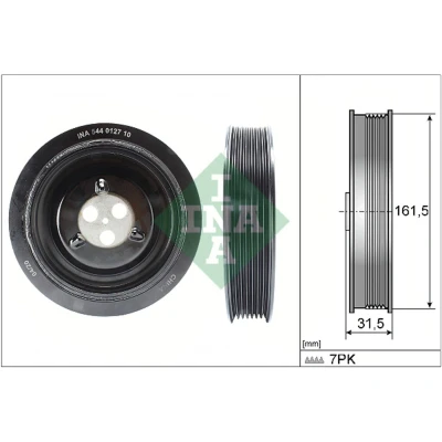 Abbildung von INA 544 0127 10 Kurbelwellenriemenscheibe 161,50 FORD: Transit V363 Minibus, Mk6 Van, Platform / Chassis