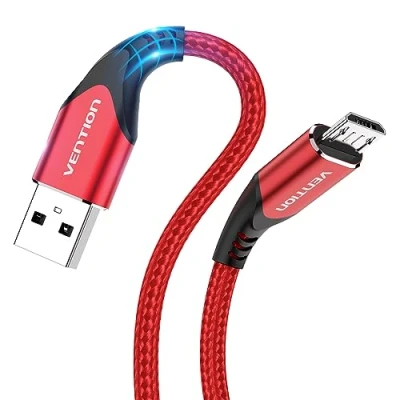 Abbildung von VENTION Micro USB Kabel, 2M Nylon Ladekabel High Speed Android Handy für Samsung Galaxy S7/ S6/ S4/ J7/ J5/ Note 5, Huawei P Smart, Redmi, Nokia, PS4 Pro, Kindle, Wiko, Motorola, Rot