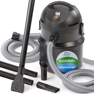 Abbildung von Pontec 50754 PondoMatic 1400 W, 3000 l/h, Kompakt Teichschlamm Sauger zur einfachen und effektiven Säuberung von Gartenteich, Schwimmteich, Fischteich, Pool, Bunt