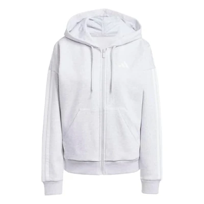 Abbildung von adidas Damen Essentials 3 Stripes Full Zip Fleece Hoodie, Light Grey Heather/White, L