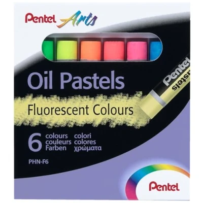 Abbildung von Pentel PHN F6 Fluoreszierende Ölkreiden, farblich sotiert, 1 Stück (6er Pack)