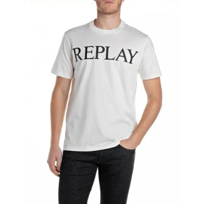 Abbildung von Replay Herren M3099 T Shirt, 011 Natural White, L