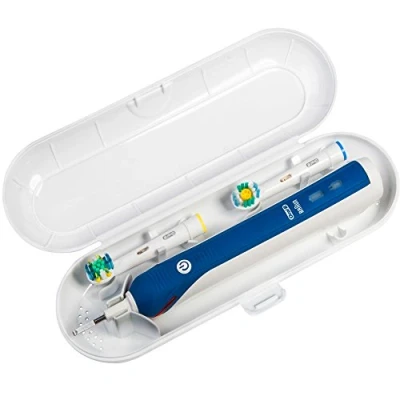 Abbildung von Nincha Elektrische Zahnbürsten Etui Reise für Braun Oral b Zahnbürste Serie Kunststoff Ersatz 1 Handstück und 2 Aufsteckbürsten（weiß）