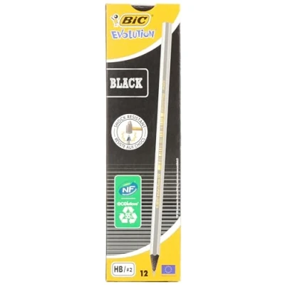 Abbildung von BIC Bleistift Evolution Black, HB, Schachtel à 12 Stück, silber