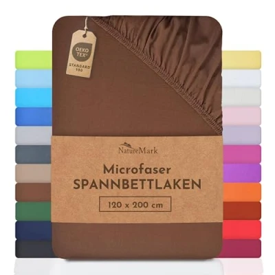Abbildung von NatureMark Mikrofaser SPANNBETTLAKEN zum Sparpreis! viele Größen und Farben Markenware (120x200 cm, Schoko braun)